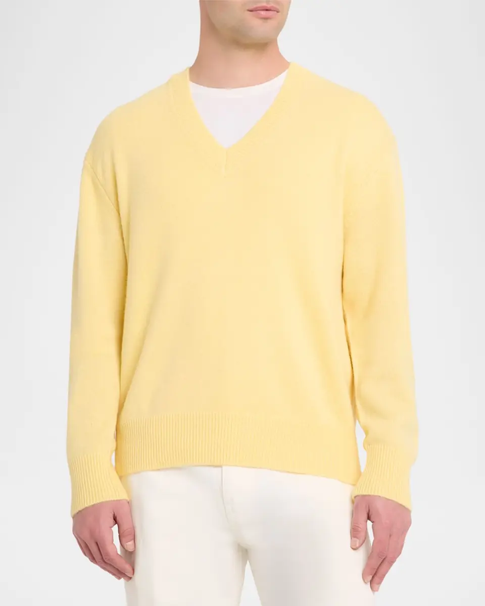 OFFICINE GÉNÉRALE Men's V-Neck Wool Sweater | Thumbnail 8 OFFICINE GÉNÉRALE Men's V-Neck Wool Sweater | Thumbnail 8