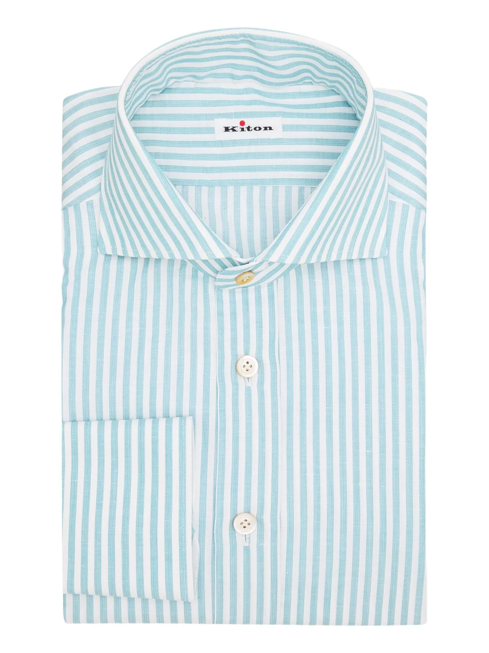 Kiton Men's Candy Stripe Cotton and Linen Dress Shirt
