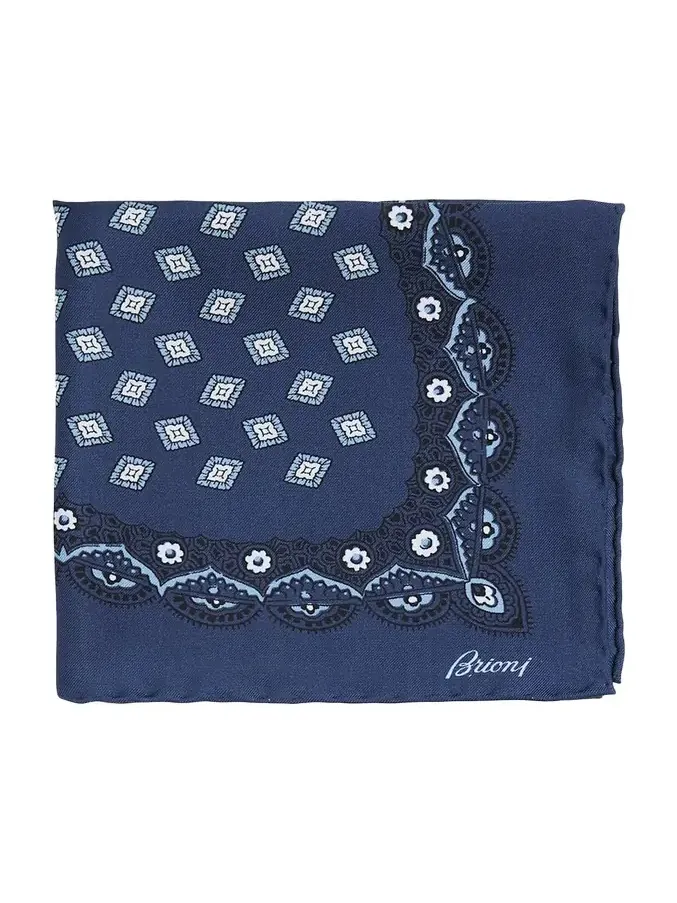 Men's Medallion-Print Silk Pocket Square Men's Medallion-Print Silk Pocket Square