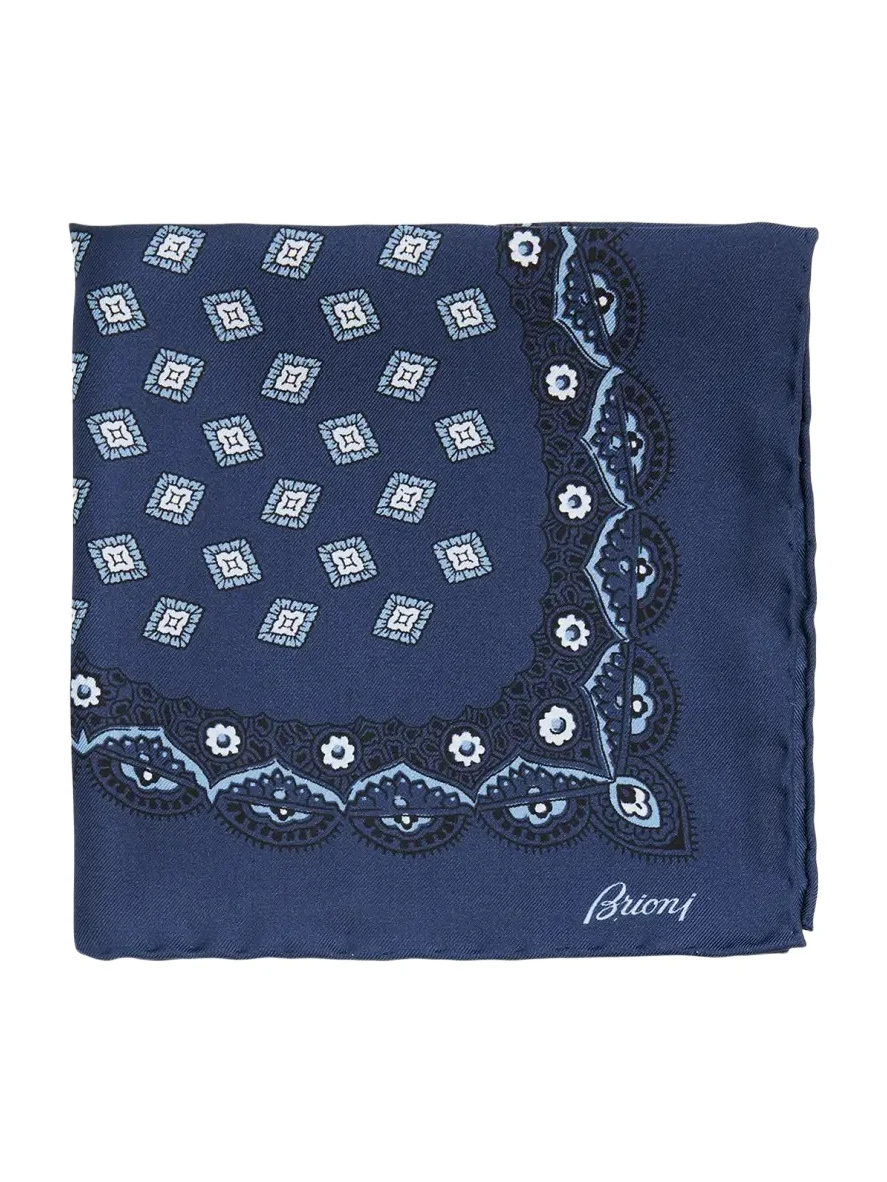 Men's Medallion-Print Silk Pocket Square Men's Medallion-Print Silk Pocket Square