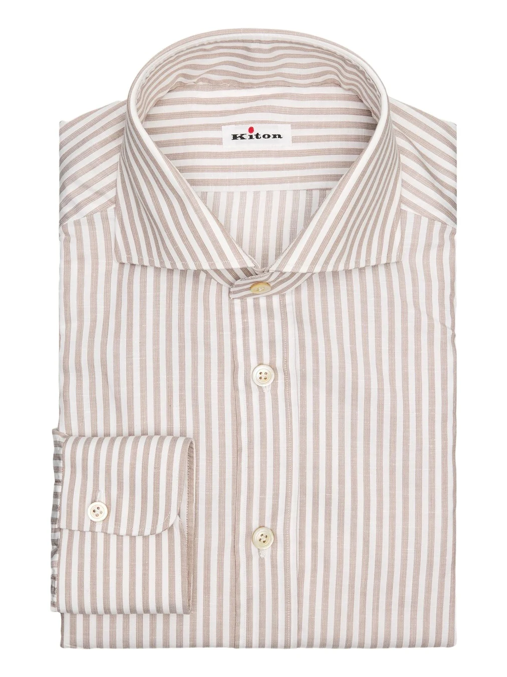 Kiton Men's Candy Stripe Cotton and Linen Dress Shirt