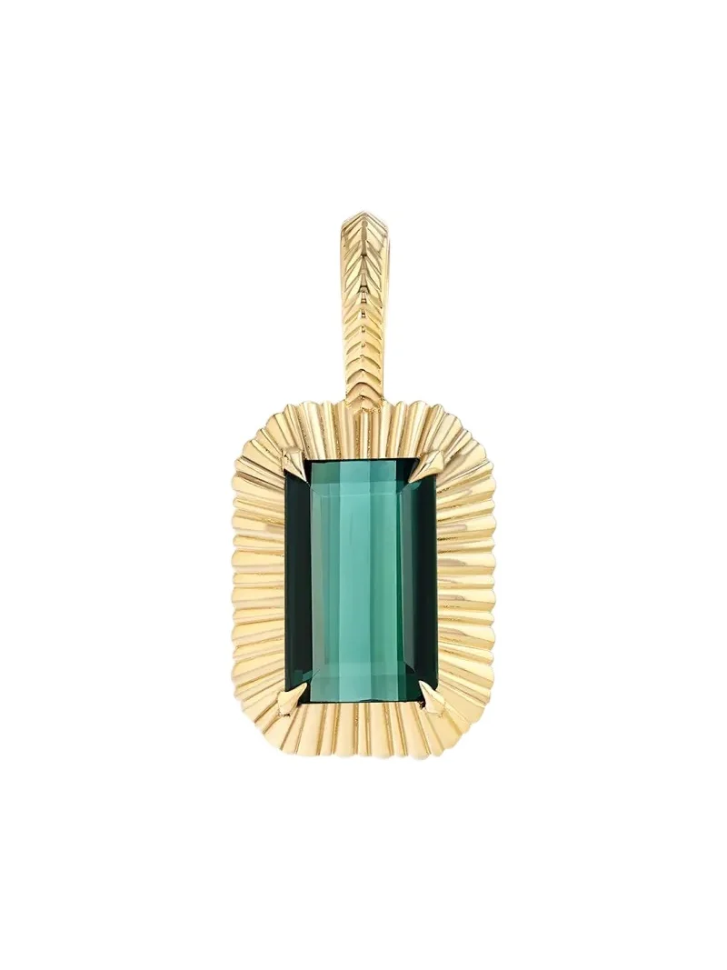 Lizzie Mandler Fine Jewelry Rectangular Green Tourmaline Fluted Charm