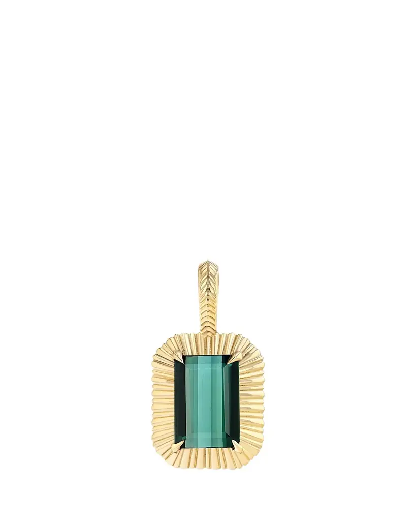 Lizzie Mandler Fine Jewelry Rectangular Green Tourmaline Fluted Charm
