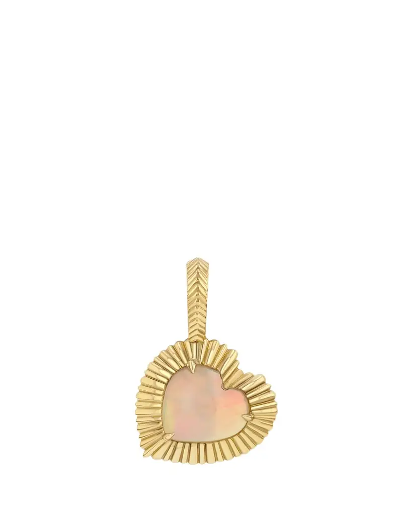 Lizzie Mandler Fine Jewelry Opal Heart Fluted Charm | Image 1 Lizzie Mandler Fine Jewelry Opal Heart Fluted Charm | Image 1
