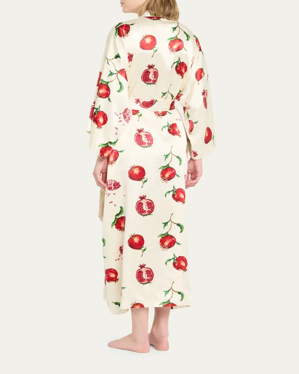 Olivia von Halle Queenie Allegra Pomegranate-Print Silk Satin Robe | Thumbnail 3 Olivia von Halle Queenie Allegra Pomegranate-Print Silk Satin Robe | Thumbnail 3