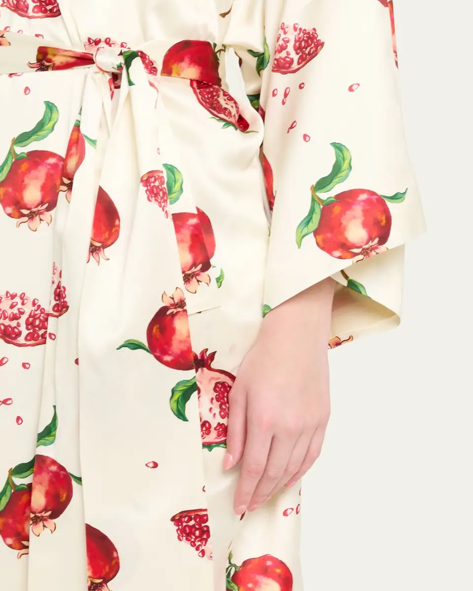 Olivia von Halle Queenie Allegra Pomegranate-Print Silk Satin Robe | Thumbnail 4 Olivia von Halle Queenie Allegra Pomegranate-Print Silk Satin Robe | Thumbnail 4