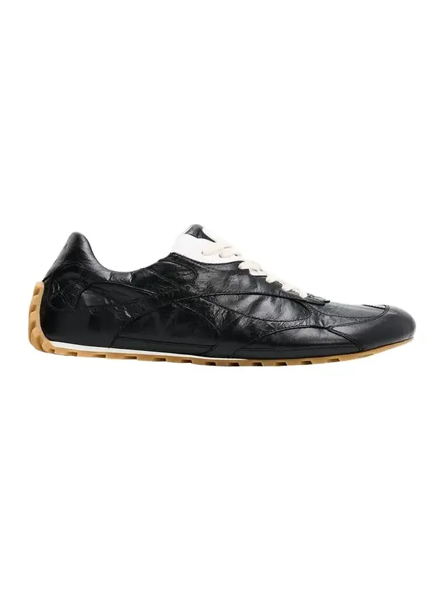 Men's Crinkle Leather Intreccio-Sole Low-Top Sneakers Men's Crinkle Leather Intreccio-Sole Low-Top Sneakers