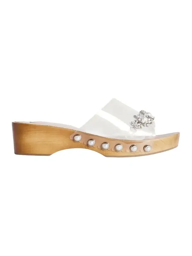 Embellished Scalloped Wooden Clogs