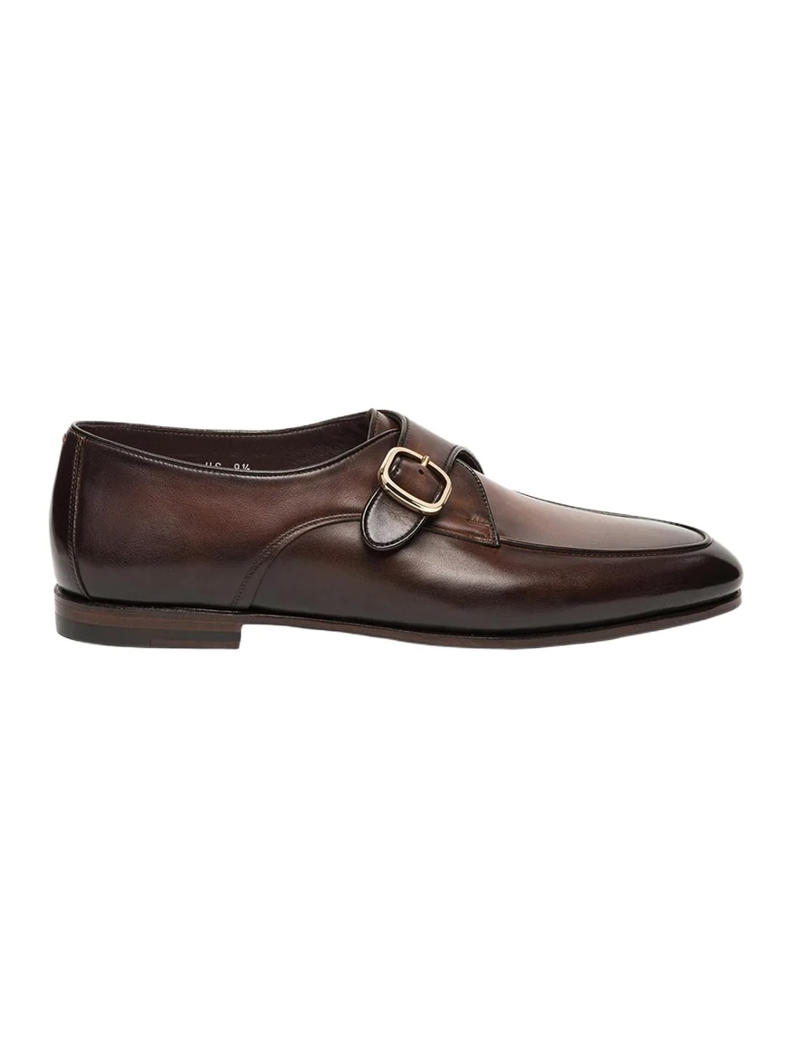 Santoni Men's Carlo Burnished Leather Single-Monk Strap Loafers