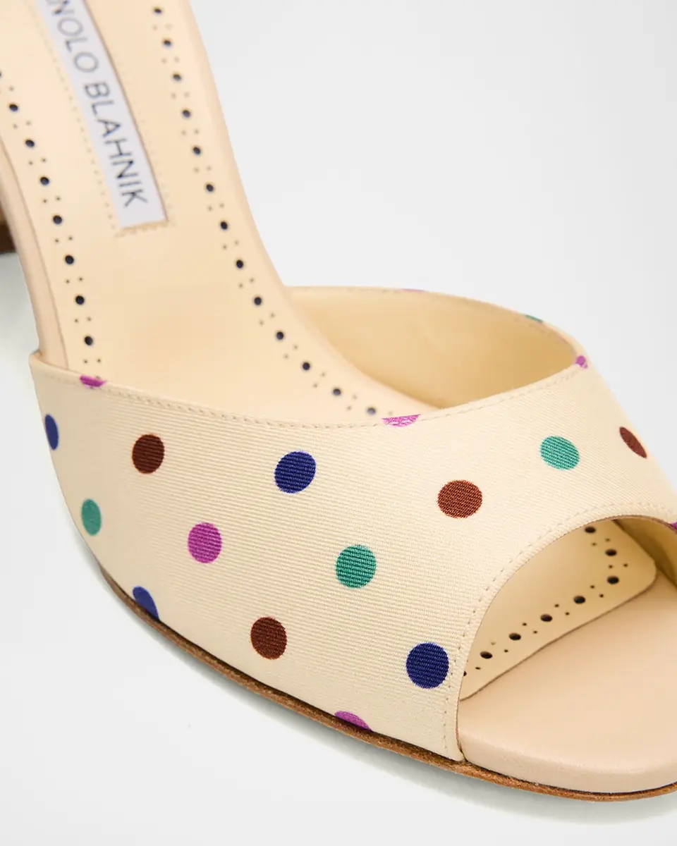 Manolo Blahnik 50mm Jadaron Polka-Dot Twill Mules | Thumbnail 9 Manolo Blahnik 50mm Jadaron Polka-Dot Twill Mules | Thumbnail 9