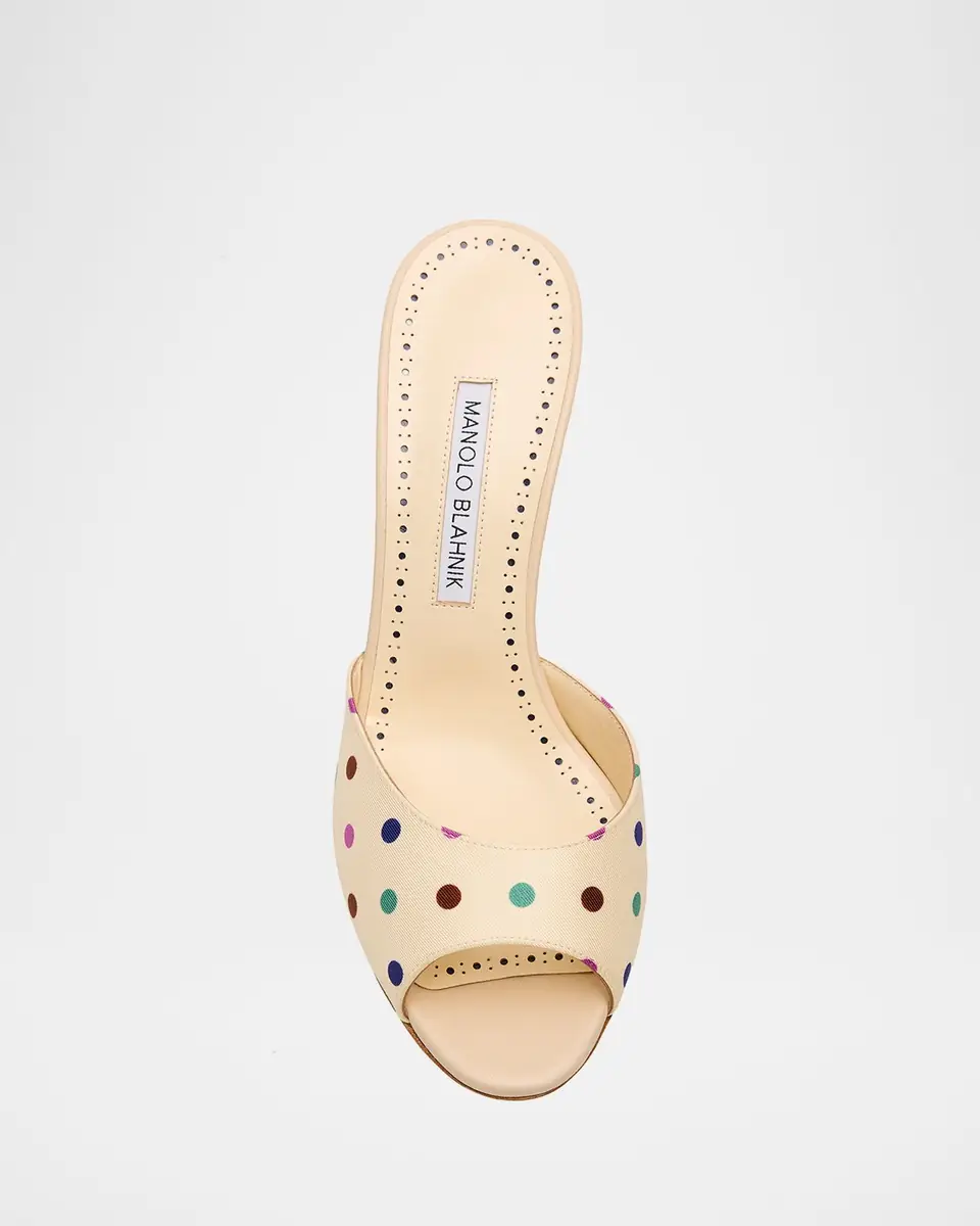 Manolo Blahnik 50mm Jadaron Polka-Dot Twill Mules | Thumbnail 10 Manolo Blahnik 50mm Jadaron Polka-Dot Twill Mules | Thumbnail 10