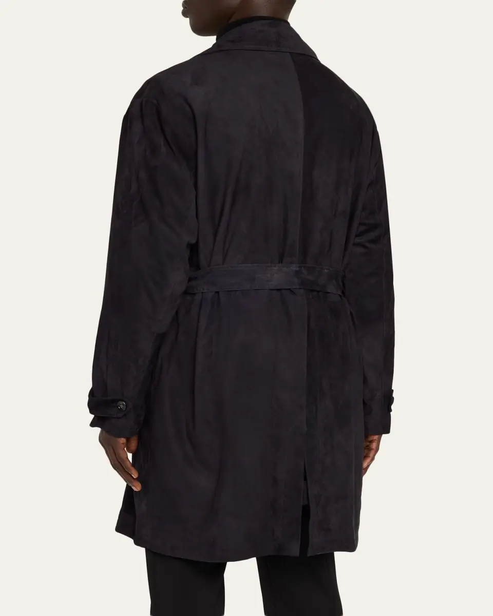 Kiton Men's Suede Double-Breasted Trench Coat | Thumbnail 3 Kiton Men's Suede Double-Breasted Trench Coat | Thumbnail 3
