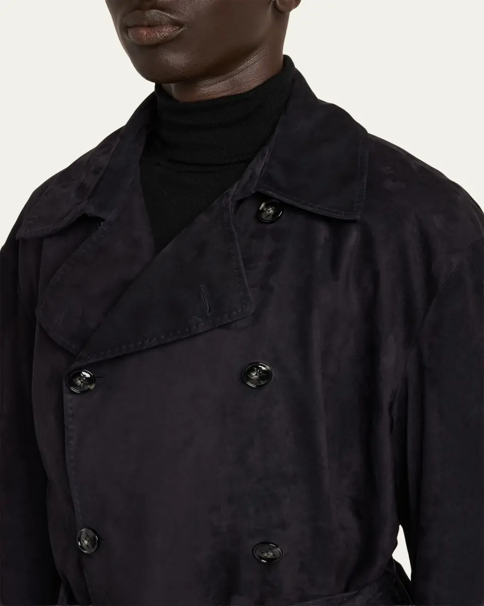 Kiton Men's Suede Double-Breasted Trench Coat | Thumbnail 5 Kiton Men's Suede Double-Breasted Trench Coat | Thumbnail 5