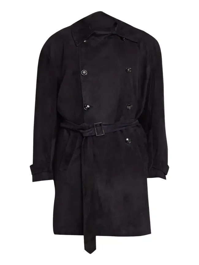Men's Suede Double-Breasted Trench Coat Men's Suede Double-Breasted Trench Coat