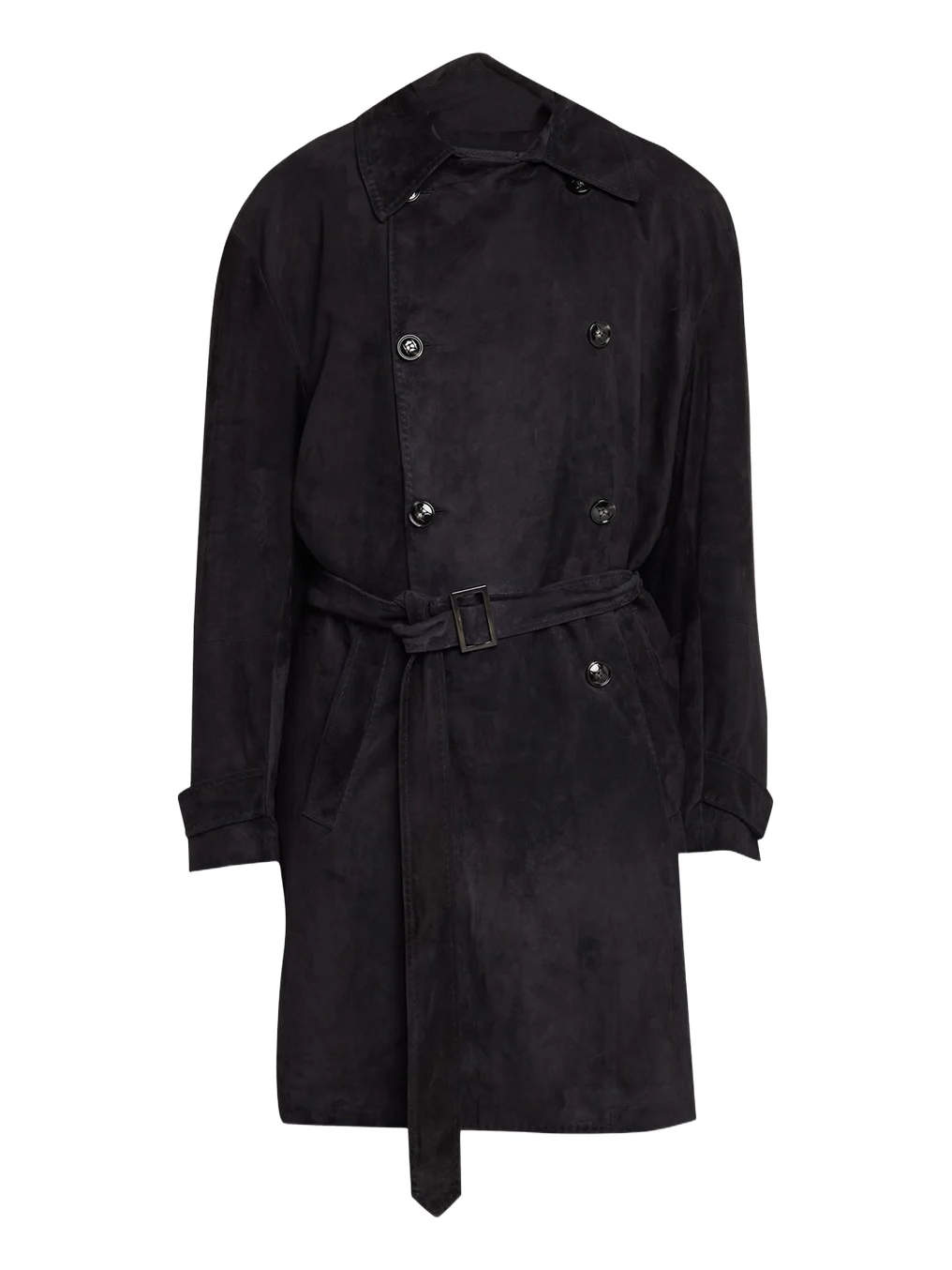 Kiton Men's Suede Double-Breasted Trench Coat