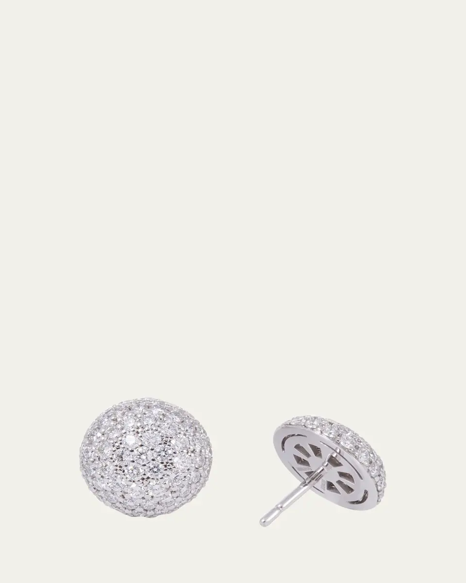 SIDNEY GARBER 18K White Gold Pave Large Button Earrings with Diamonds | Thumbnail 2