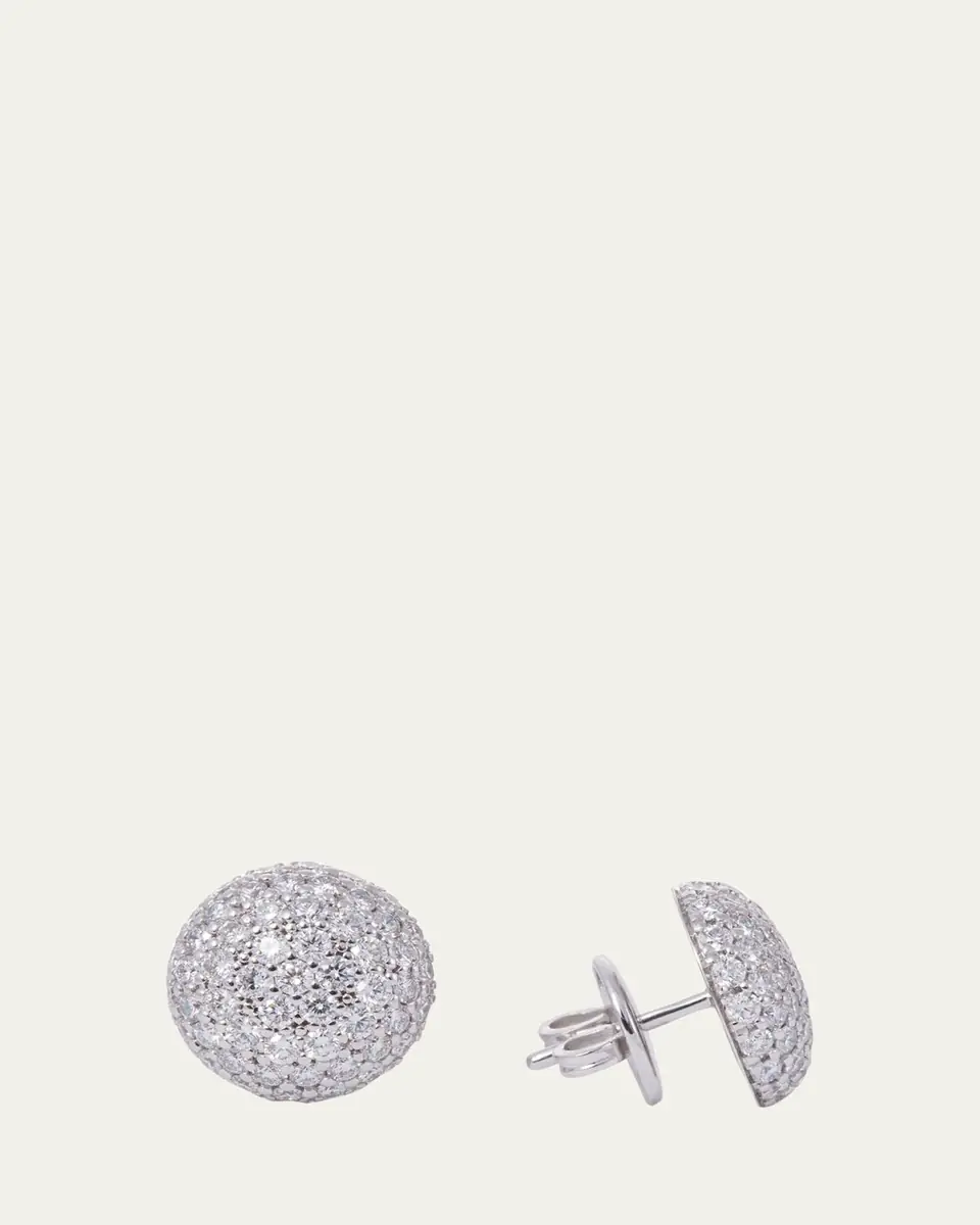 SIDNEY GARBER 18K White Gold Pave Large Button Earrings with Diamonds | Thumbnail 3