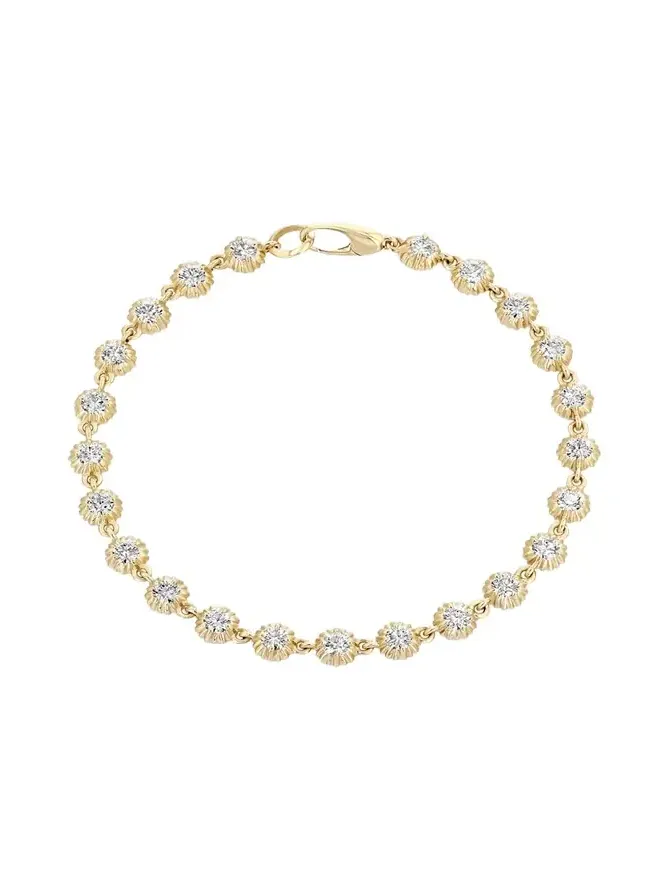 Fluted Round Button Tennis Bracelet with Diamonds Fluted Round Button Tennis Bracelet with Diamonds