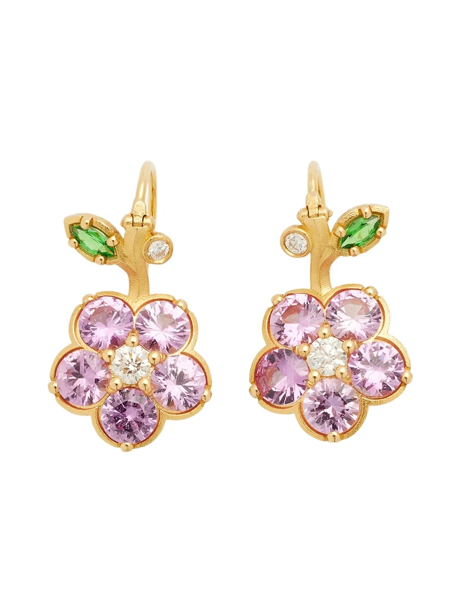18k Gold Wild Child Pink Sapphire Drop Earrings