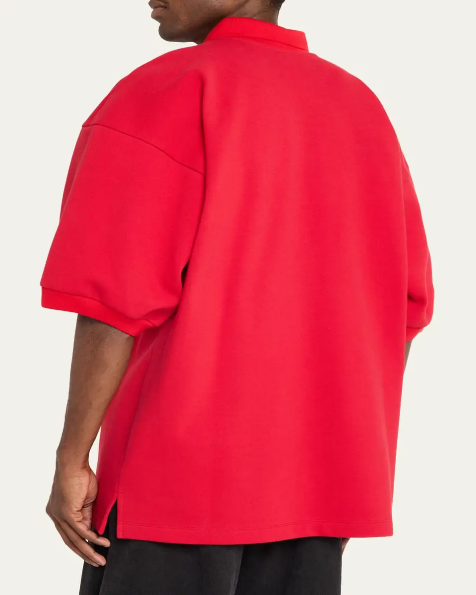 Willy Chavarria Men's Football Structured Cotton Polo Shirt | Thumbnail 3 Willy Chavarria Men's Football Structured Cotton Polo Shirt | Thumbnail 3
