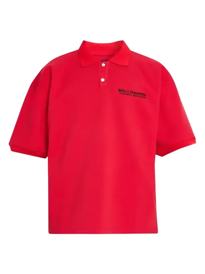 Willy Chavarria Men's Football Structured Cotton Polo Shirt