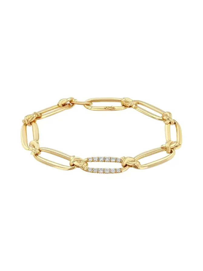 Lizzie Mandler Fine Jewelry Flat Link Bracelet with Diamond Pave