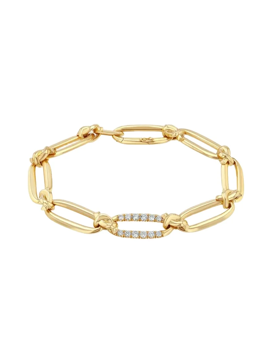 Flat Link Bracelet with Diamond Pave Flat Link Bracelet with Diamond Pave