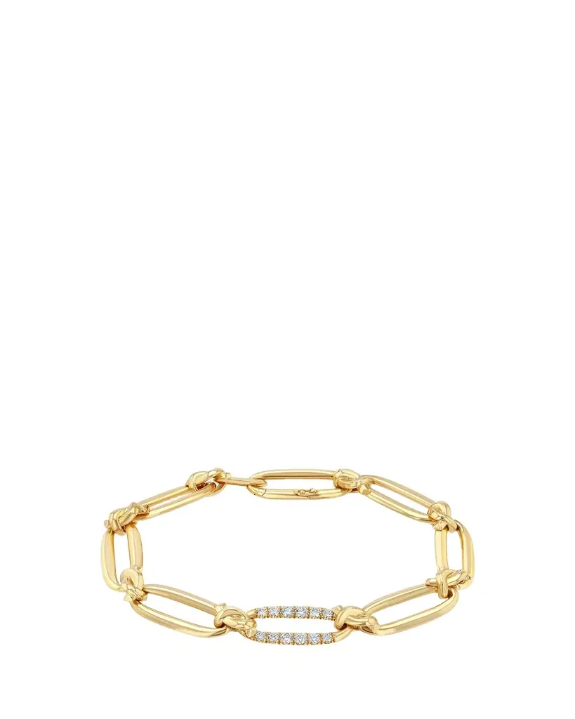 Lizzie Mandler Fine Jewelry Flat Link Bracelet with Diamond Pave | Image 1 Lizzie Mandler Fine Jewelry Flat Link Bracelet with Diamond Pave | Image 1