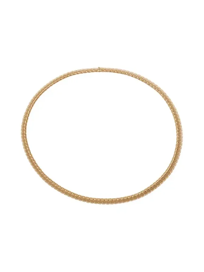 18K Yellow Gold Single Band Collana Necklace, 16"L