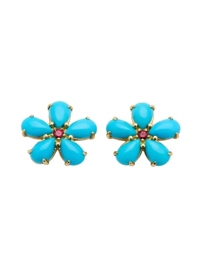 Paul Morelli Turquoise Petal Stud Earrings