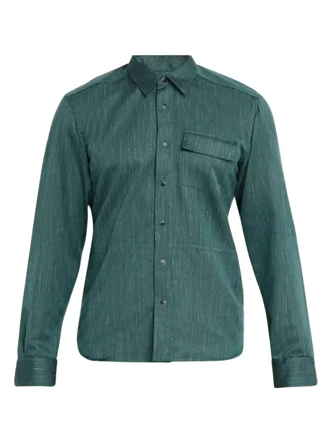 Men's Cashmere, Wool and Silk Snap-Placket Shirt