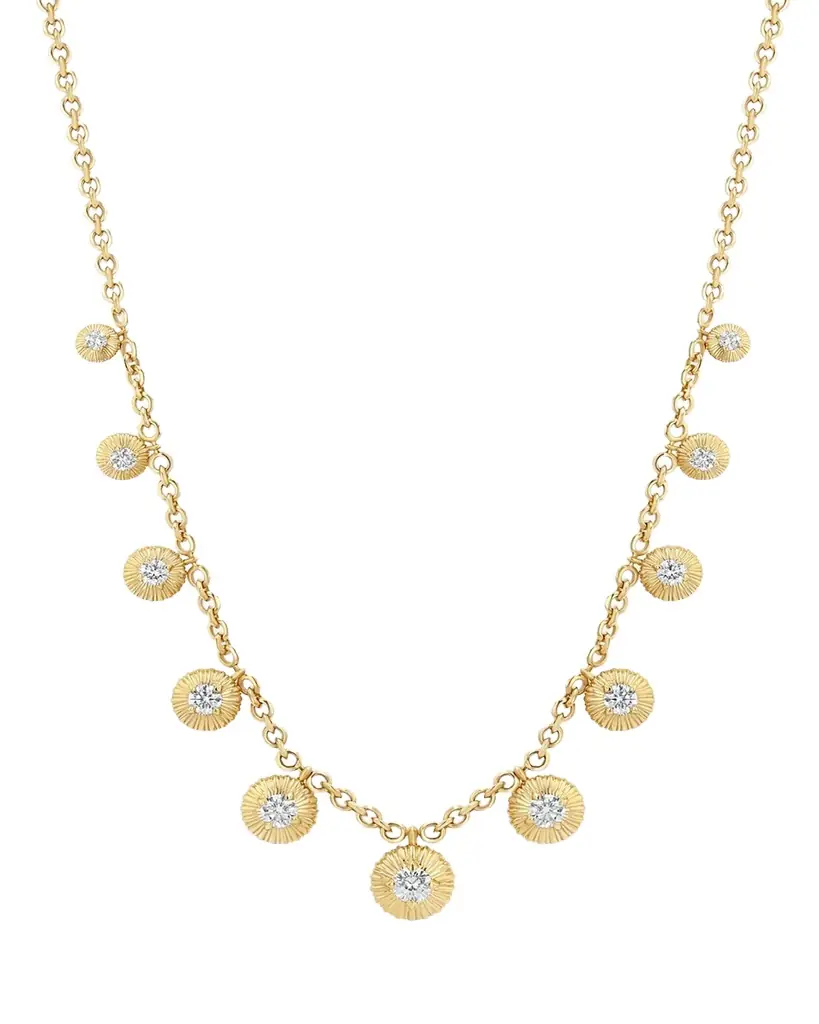 Lizzie Mandler Fine Jewelry Micro Chain Graduated Fluted Fringe Necklace with Diamonds | Image 1 Lizzie Mandler Fine Jewelry Micro Chain Graduated Fluted Fringe Necklace with Diamonds | Image 1
