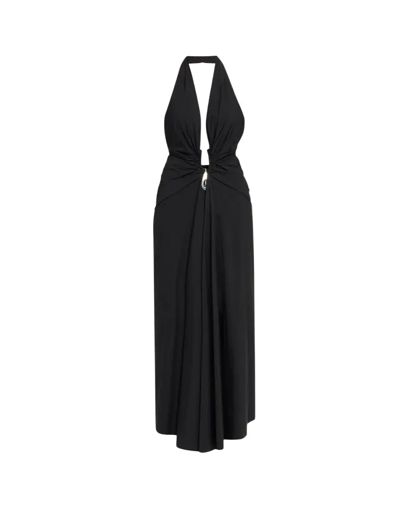 Christopher Esber Crystal Pendant Plunging Halter Maxi Dress | Image 1 Christopher Esber Crystal Pendant Plunging Halter Maxi Dress | Image 1