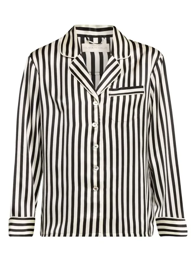 Lila Nika Striped Silk Satin Pajama Set
