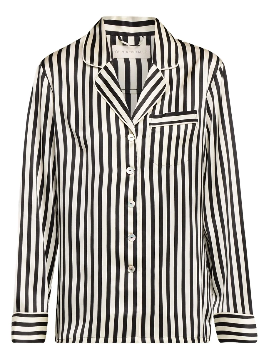 Lila Nika Striped Silk Satin Pajama Set Lila Nika Striped Silk Satin Pajama Set