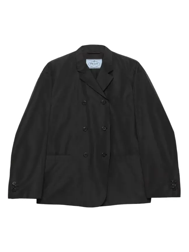Silk Taffeta Double-Breasted Jacket
