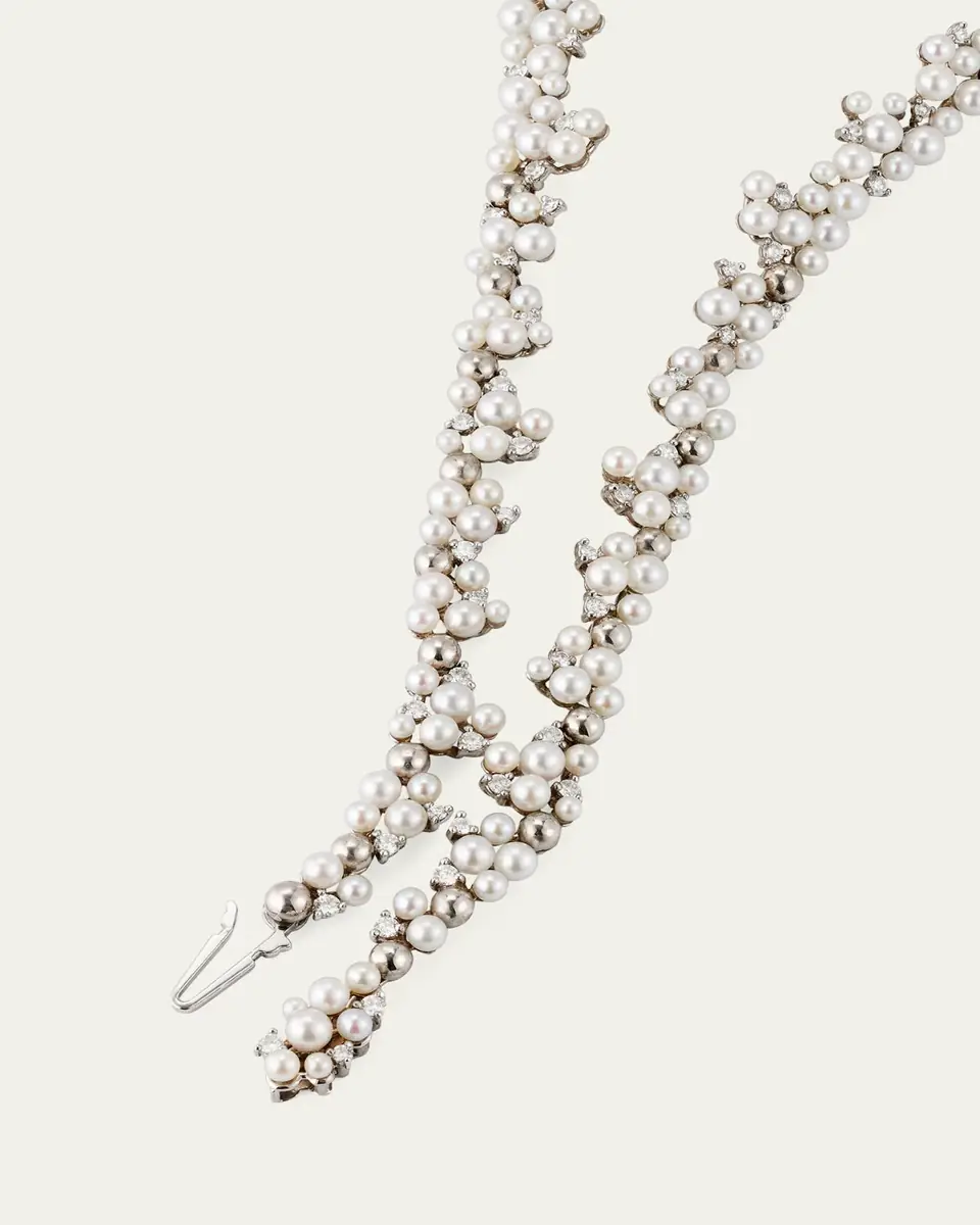 Paul Morelli Lagrange 18k White Gold Pearl and Diamond Necklace | Thumbnail 4