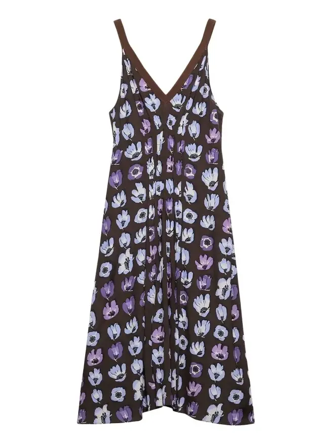 Floral-Print Gathered Sleeveless Midi Dress Floral-Print Gathered Sleeveless Midi Dress