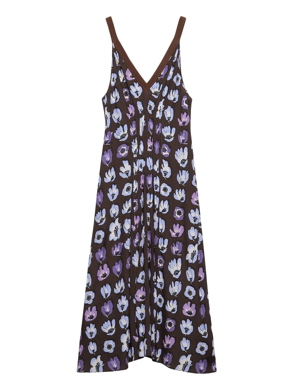 Floral-Print Gathered Sleeveless Midi Dress