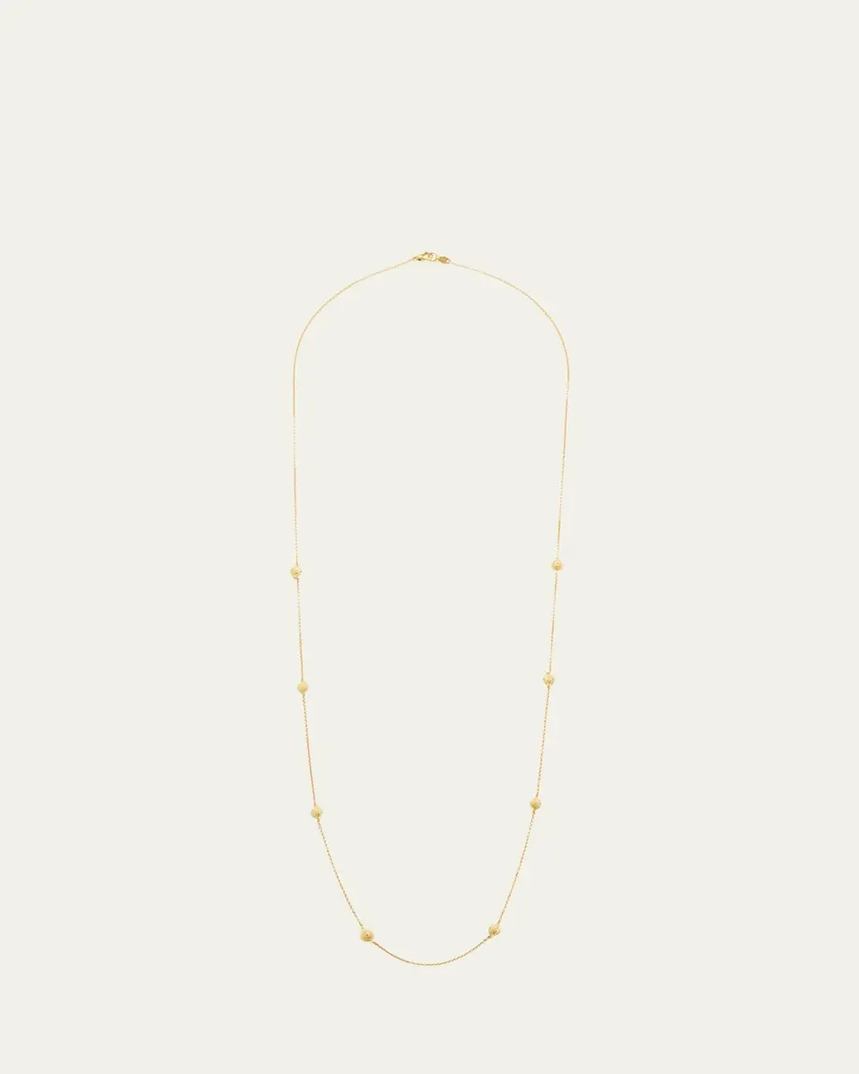 18k Gold Jingle Meditation Bell Necklace, 36"L