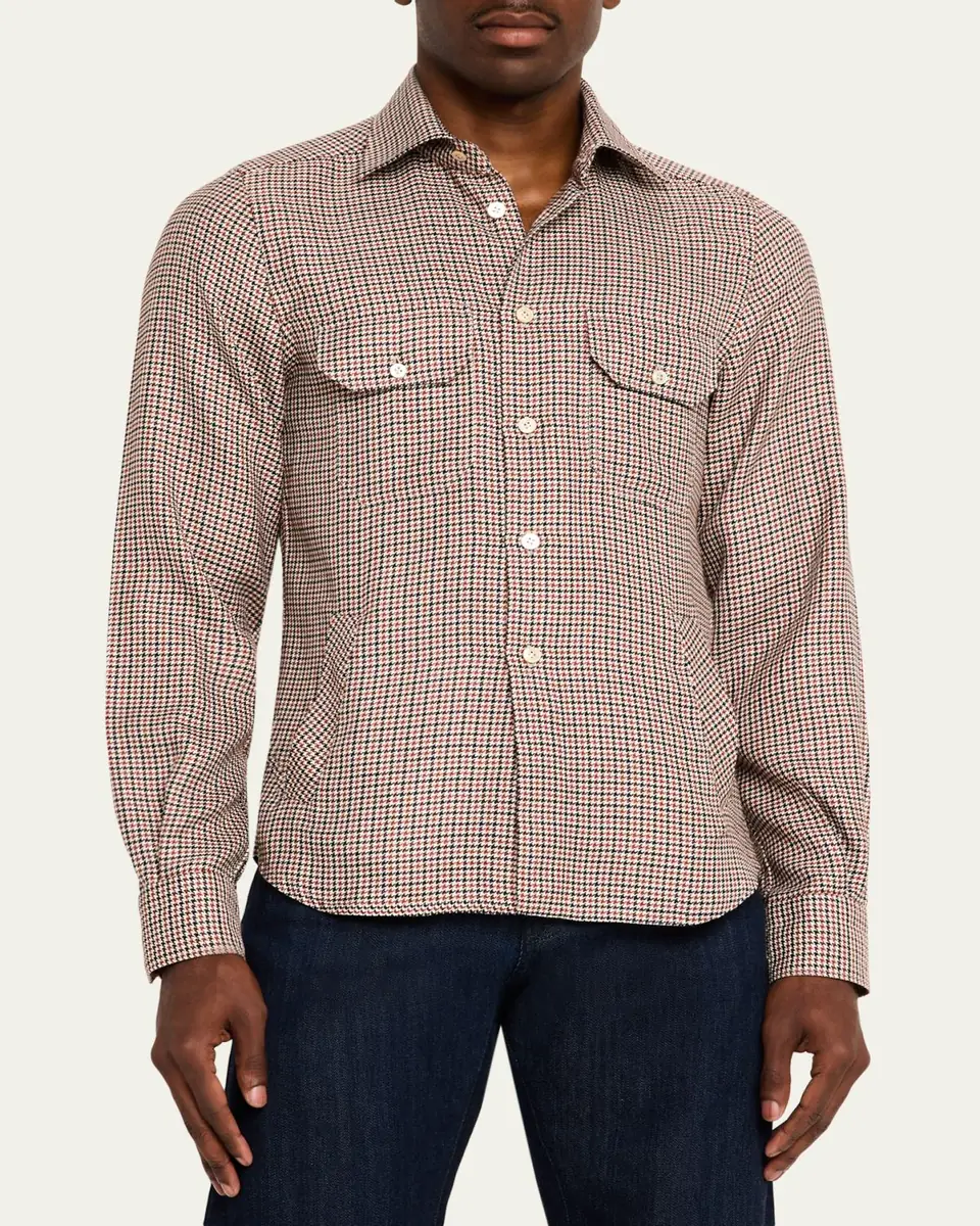 Kiton Men's Cashmere, Silk and Linen Flap-Pocket Overshirt | Thumbnail 4 Kiton Men's Cashmere, Silk and Linen Flap-Pocket Overshirt | Thumbnail 4