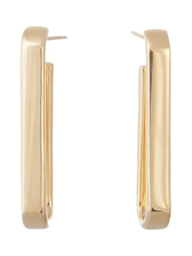 18K Yellow Gold Paperclip Hoop Earrings 18K Yellow Gold Paperclip Hoop Earrings