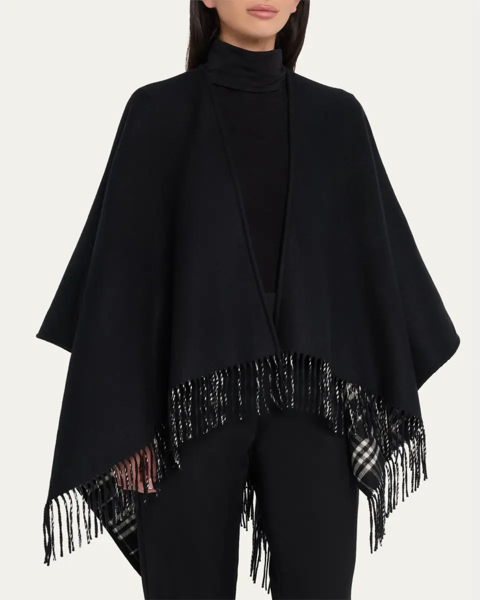 Burberry Reversible Check Wool Cape | Thumbnail 4 Burberry Reversible Check Wool Cape | Thumbnail 4