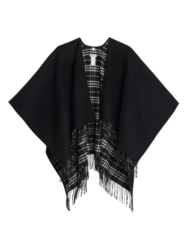 Reversible Check Wool Cape Reversible Check Wool Cape