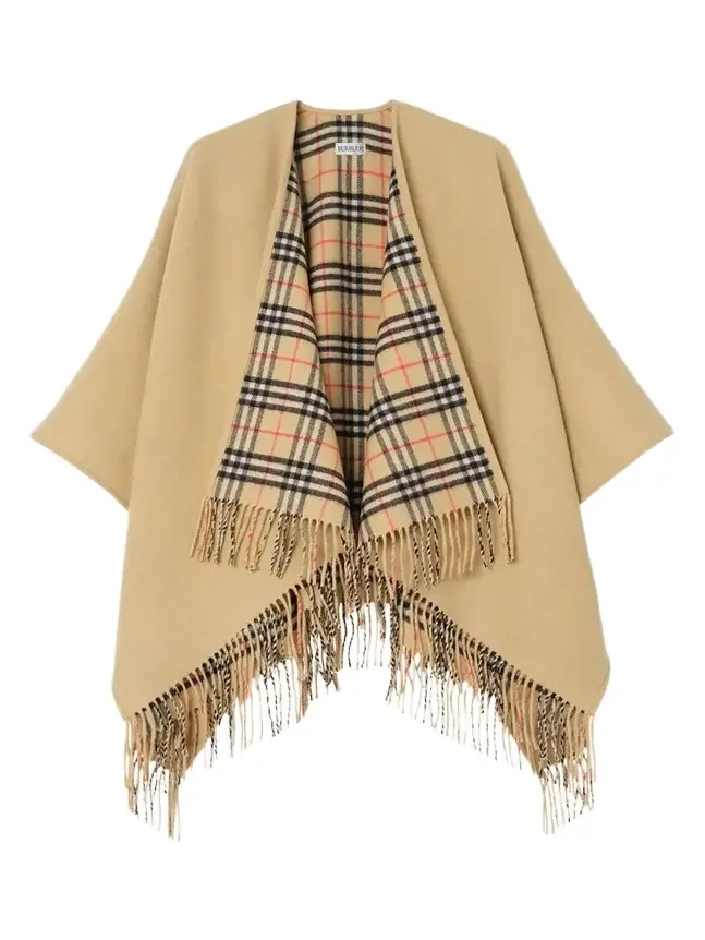 Reversible Check Wool Cape Reversible Check Wool Cape