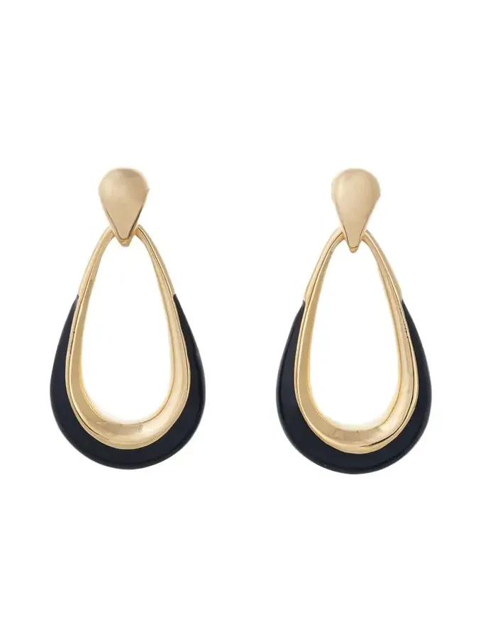 18K Yellow Gold Black Enamel Door Knocker Earrings 18K Yellow Gold Black Enamel Door Knocker Earrings