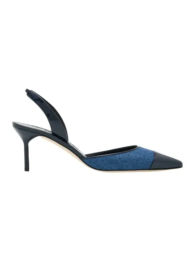 70mm Capsli Linen Slingback Pumps