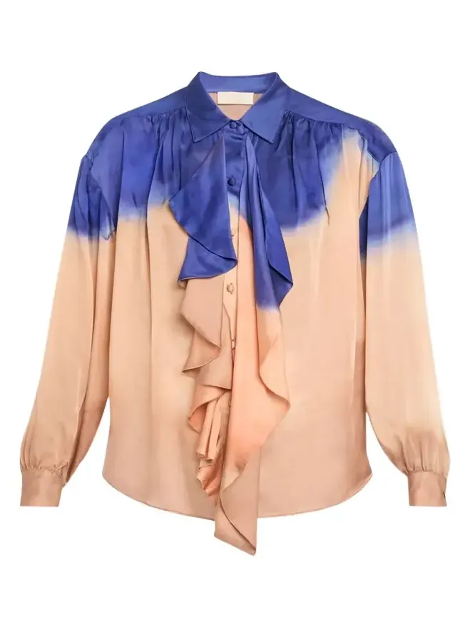 x Helen Frankenthaler Gesture Silk-Chiffon Ruffle Blouse