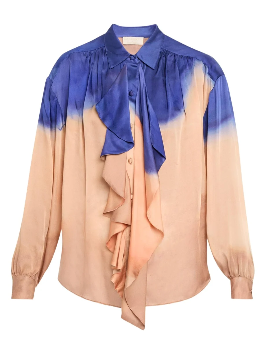 x Helen Frankenthaler Gesture Silk-Chiffon Ruffle Blouse x Helen Frankenthaler Gesture Silk-Chiffon Ruffle Blouse