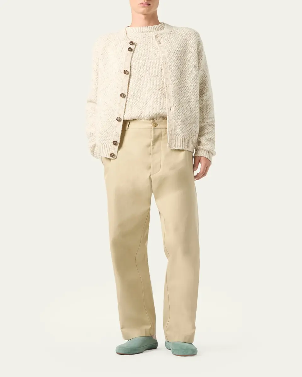 Loro Piana Men's Ash Virgin Wool, Linen and Cashmere Crewneck Sweater | Thumbnail 2
